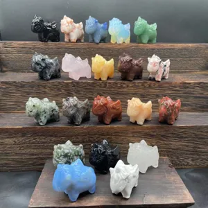 Natural Crystal Unicorn Carving Figurine Bulbasaur Mini Statue Semi Precious Stone Healing Pocket Gemstone Home Decor