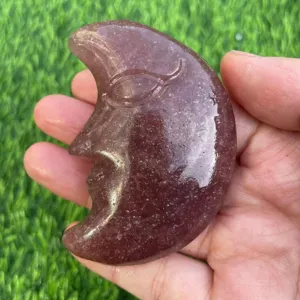 7cm viso di luna in cristallo intaglio pietra semi-preziosa decorazione di luna