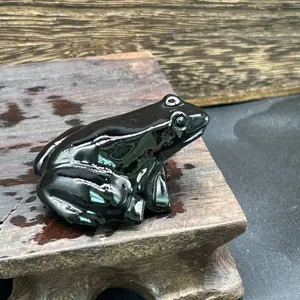 Figurine de grenouille en cristal de pierre naturelle sculpté animal noir déco 4cm