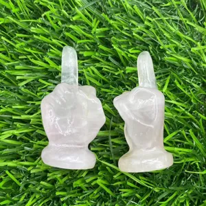 Statua intaglio dito medio in cristallo di quarzo rosa naturale decorazione ufficio 5cm