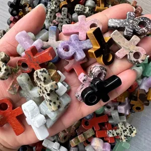 Colgante de cristal ankh de piedra natural de 3 cm dijes de cruz curativa para joyería