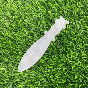 Pugnale in cristallo naturale da 12 cm pietra curativa gemma artigianale decorazione