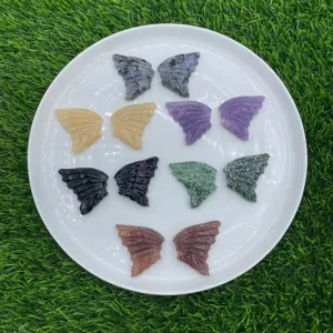 Natural crystal butterfly wings carved gemstone set for jewelry making and craft decor.