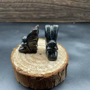 Natural gemstone flower fairy crystal carving detail, miniature stone elf figurine 30mm.