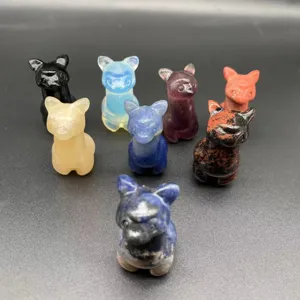 4cm natuurlijke steen alpaca beeldje, schattig gesneden kristallen dier ornament voor decor.