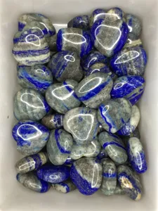 Natural lapis lazuli crystal heart gemstone for healing, meditation, and home decor.