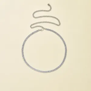 Elegante silberne Strass-Taillenkette für Damen glänzende Kristall-Bauchkette Schmuck