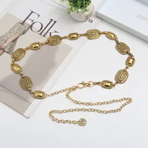 Vintage gold tone metal chain belt waist accessory for women dresses statement jewelry