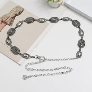 Vintage Metal Waist Chain Dress Accessory Ethnic Hollow Carved Multi-Section Waistband Fashion Body Chain For Women