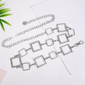 Modische Metall Taillenkette mit geometrischen quadratischen Gliedern für Damenkleider