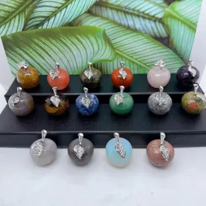 Natural Stone Crystal Apple Pendants 3cm Cute Gemstone Fruit Necklaces Gift