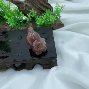 Natural crystal carved cat figurine, 3cm cute gemstone kitty ornament for home decor display.