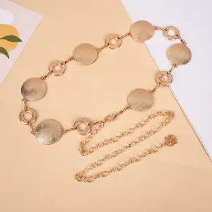 Damen Metall Taillenkette Gold Kleine Runde Scheibe Gürtel Body Chain Verstellbare Kleid Taillenschmuck Modeschmuck