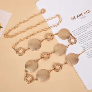 Goldene Metall Scheiben Taillenkette fur Damen verstellbare Korperkette Kleid Gurtelschmuck