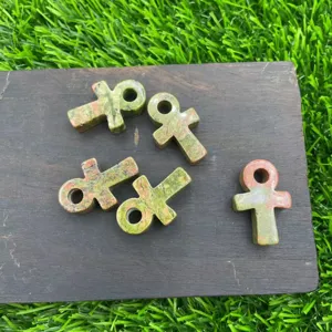 Colgante cruz Ankh de piedra natural cristal sanación amuleto espiritual 3cm