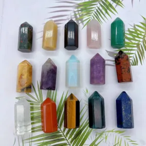Naturstein Kristallturm Sechseckige Spitze Polierte Heilquarz Säule Desktop Dekoration Kleines Ornament Geschenk