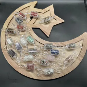 Kristallsplitter Süßigkeiten Flaschen Set mit Holzmond Tablett für Dekoration Geschenke.