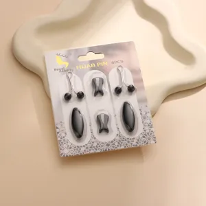 Set van 6 zwarte magnetische hijab spelden voor hoofddoek clips en bevestigung