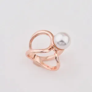Exquisite rose gold pearl scarf ring buckle versatile creative fashion accessory detail