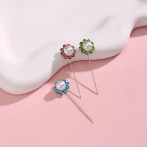 Prachtige parel strass bloem sjaal speld, elegante lange sjaal positioneringsnaald damess.