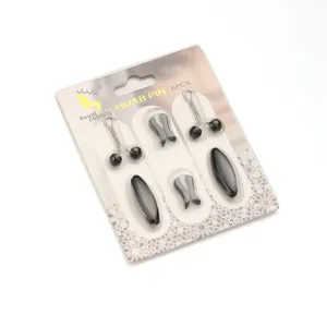 Hijab Speld Set van 6 Stuks Zwarte Magnetische Clips Sjaal Broches Dames Accessoires