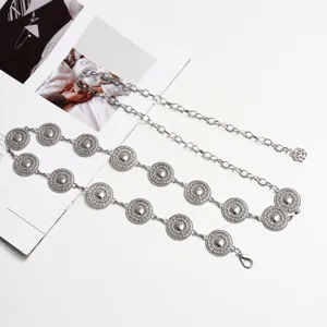 Elegante silberne Metall Taillenkette hohle Blumen Gürtel für Frauen Kleid Pullover Accessoires