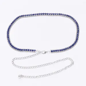 Elegante cadena de cintura con diamantes de imitación mujer metal plateado vestido