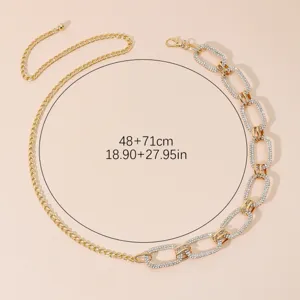 Vintage gold waist chain with sparkling rhinestones, stylish body jewelry for women.