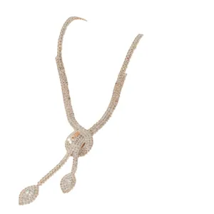 Elegante Y-förmige Strass Kristall Halskette für Damen, ideale Braut Hochzeit Schmuck Party.