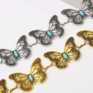 Böhmische Retro Schmetterling Metall Taillenkette, Vintage Silber Gold Körperkette Schmuck.