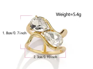 Fibbia per sciarpa doppia cristallo oro elegante in lega accessorio dettaglio vista