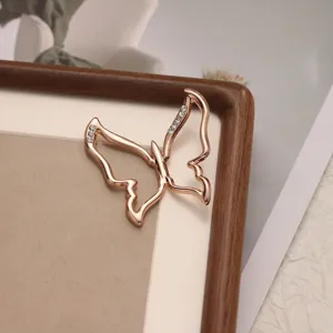Hebilla metal mariposa oro rosa diamantes clip bufanda soporte nudo camiseta moda