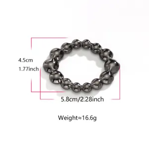 Detailed view of the dark metal round bead scarf buckle, sleek design for versatile daily wear.
