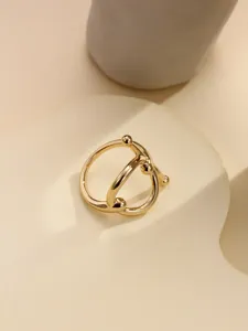Elegant French gold silk scarf buckle, mini lazy knot ring accessory for women daily wear.