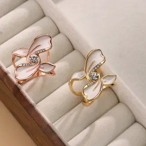 Elegant enamel flower scarf clip rhinestone clothing corner buckle for women versatile fashion jewelry