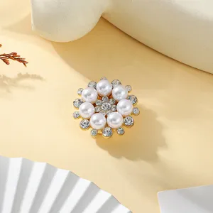 Pearl rhinestone button cover for shirt clothes accessory, elegant floral decorative button