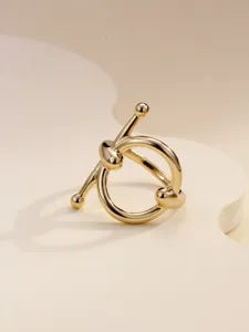 French style gold knot scarf ring, elegant metal buckle accessory for small square scarves.