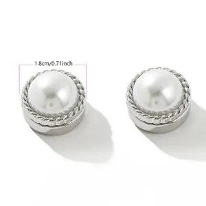 Couvercles de boutons de chemise en perle avec bord en métal argenté, accessoire de mode 1,8cm