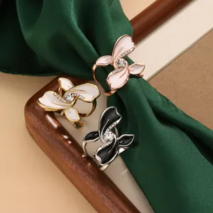 Gold Plated Alloy Flower Scarf Buckle Rhinestone Corner Clip Multifunctional Decorative Clothing Accessory For Women Jewelry