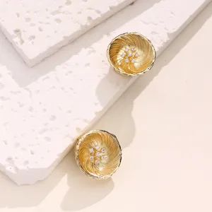 Gold swirl button covers with cubic zirconia crystals, elegant men women shirt accessories