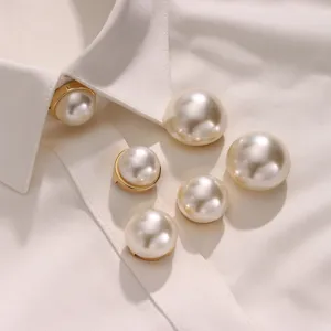 Hochets de Boutons en Perle Artificielle pour Chemises Base en Métal Accessoires de Chemise Décoratifs Bijoux de Vêtements