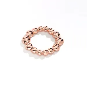 Rose gold beaded silk scarf buckle, elegant metal ring clip for women's stylish daily wear.
