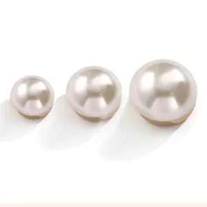 Ensemble de couvre-boutons en perle, design rond élégant avec socle doré pour chemise