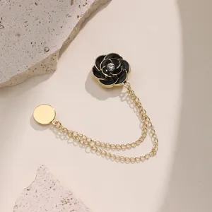Broche Magnético de Flor de Camelia Clip para Bufanda Aleación Diamantes de Imitación Clip Antiarrastre de Pantalón Accesorios de Ropa de Mujer
