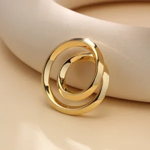Elegant metal double ring scarf buckle and shirt hem clip for women fashion accessories styling.