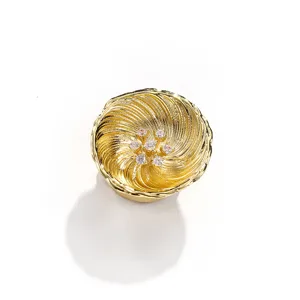 Gold button cover luxury cufflink sparkling cubic zirconia elegant shirt suit accessory chic.
