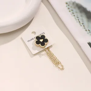 Camellia Flower Magnetic Hijab Pin Elegant Metal Brooch Women Clothing Waist Tightening Buckle
