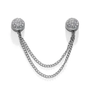 Details of the rhinestone magnetic clothing cinch with double chains for pants and shirts adjustable.