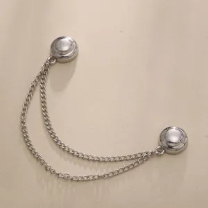 Silberner Magnet-Schalclip mit doppelkettiger Hijab-Nadel stilvolle Brosche für Damen Accessoires