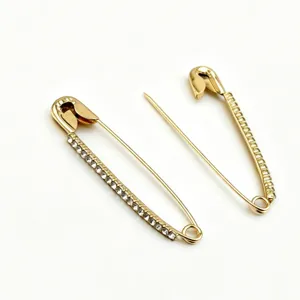 Gold crystal rhinestone safety pin brooch decorative clothing accessory anti-glare